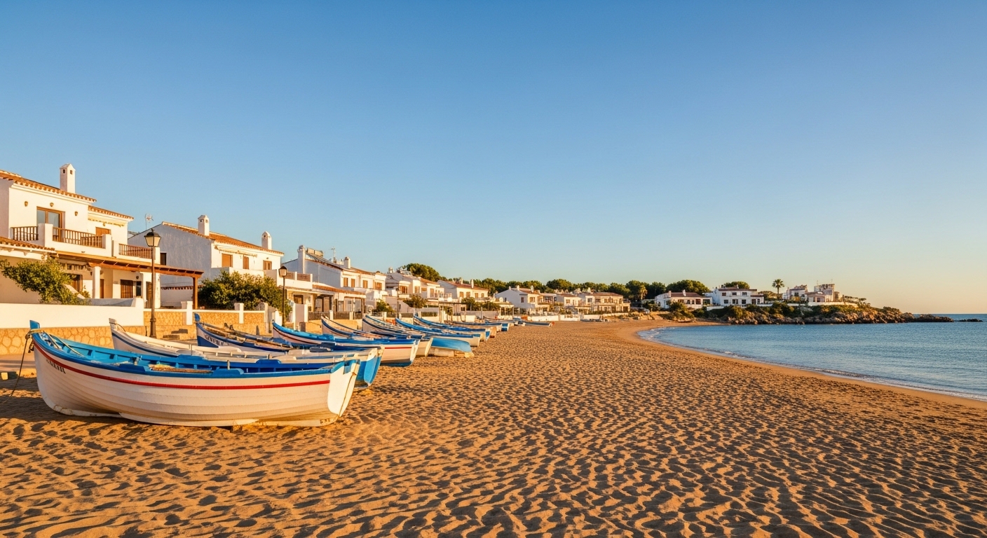Mar Menor-lagunen med seilbåter og La Manga-stripen i det fjerne Murcia Spania