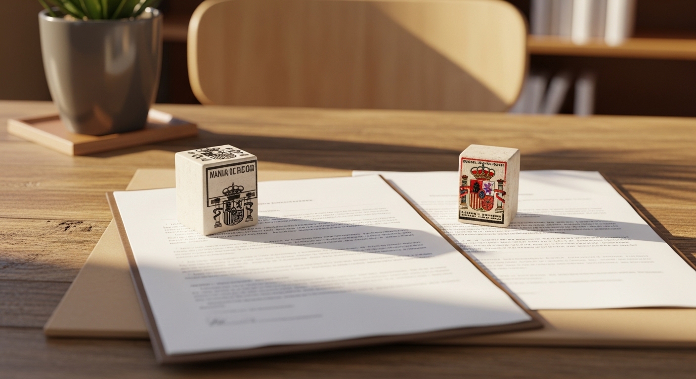 Spanish NIE number document and passport on a desk with property purchase paperwork