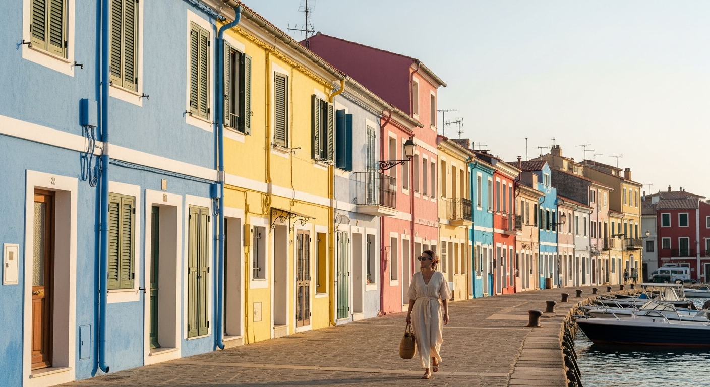 Colourful houses along the seafront in Villajoyosa, Costa Blanca