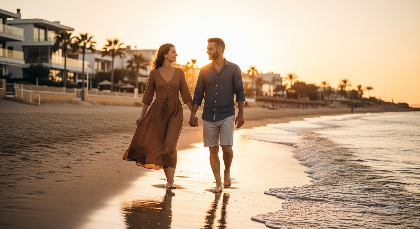 Playa de San Juan con arena dorada y paseo marítimo moderno en Alicante