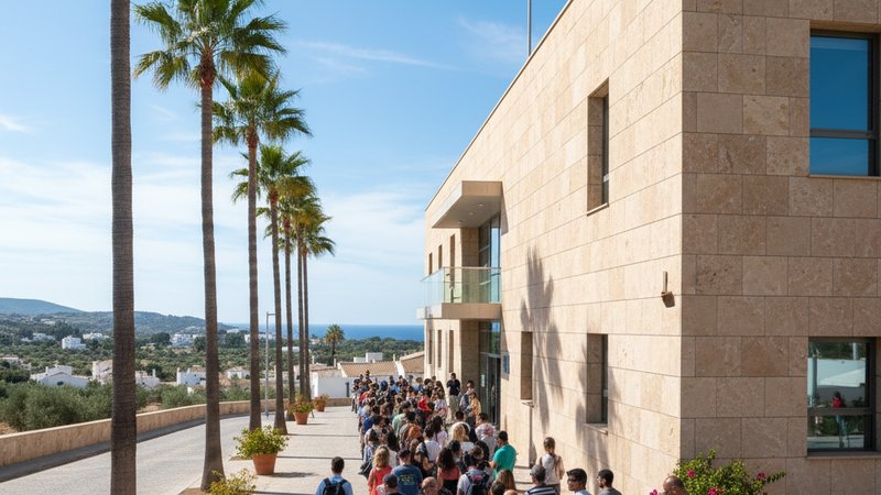 Cola de personas esperando para la cita del NIE en una comisaría española