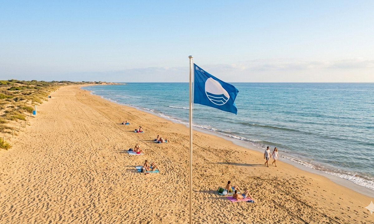 Panoramic view of the 4 km La Mata Blue Flag beach