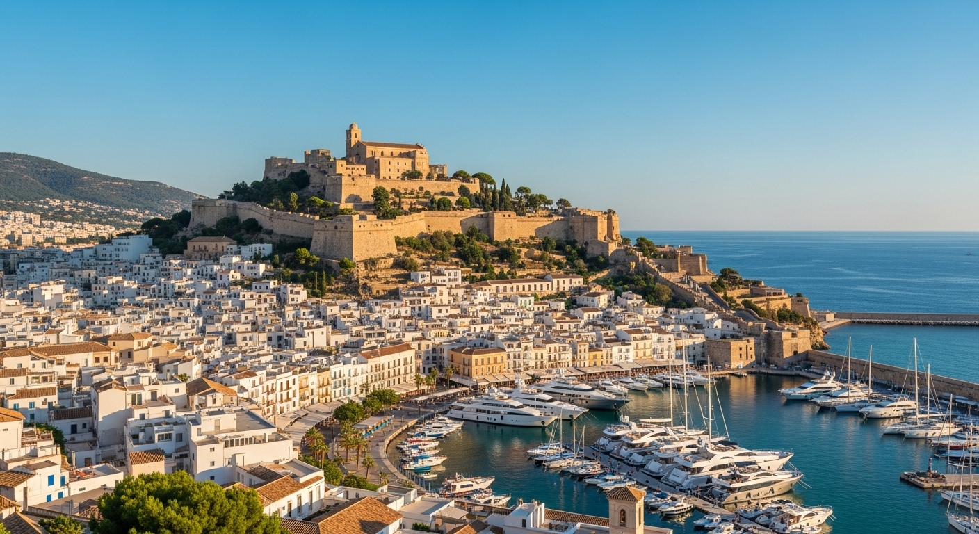 Vista panorámica de Alicante con el Castillo de Santa Bárbara y la Playa del Postiguet